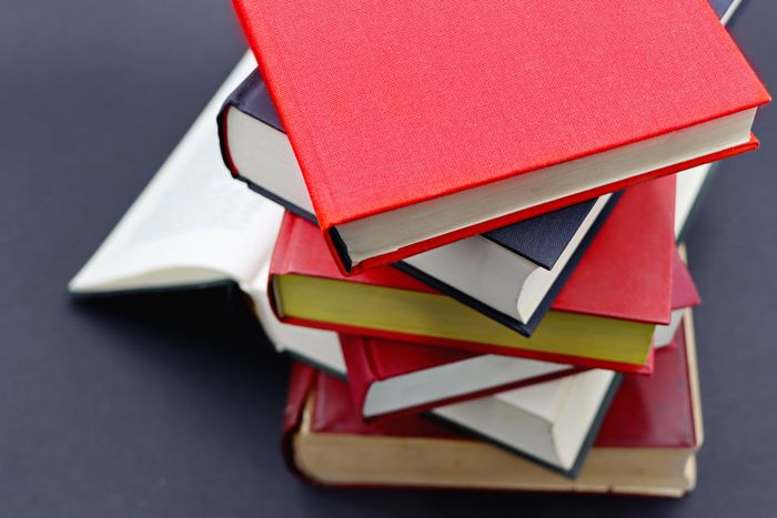 A stack of finished hardcover books